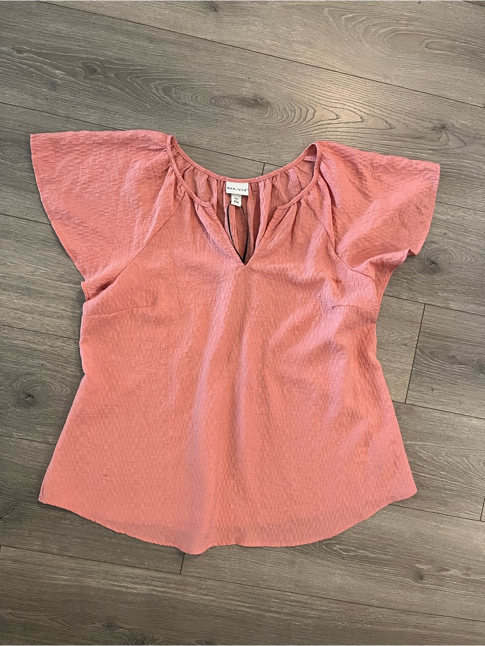 NWOT Ava & Viv Pumpkin Pinkish Flutter Sleeve V-Neck Top Size XXL